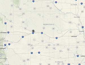 Close up map of Nebraska