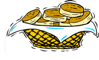 Illustration of a basket of hot biscuits