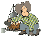 cowboy making coffee