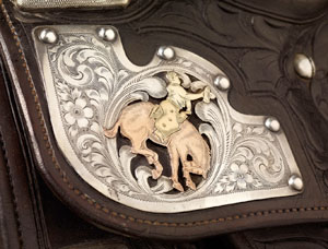 Silver and Gold engraving on Saddle
